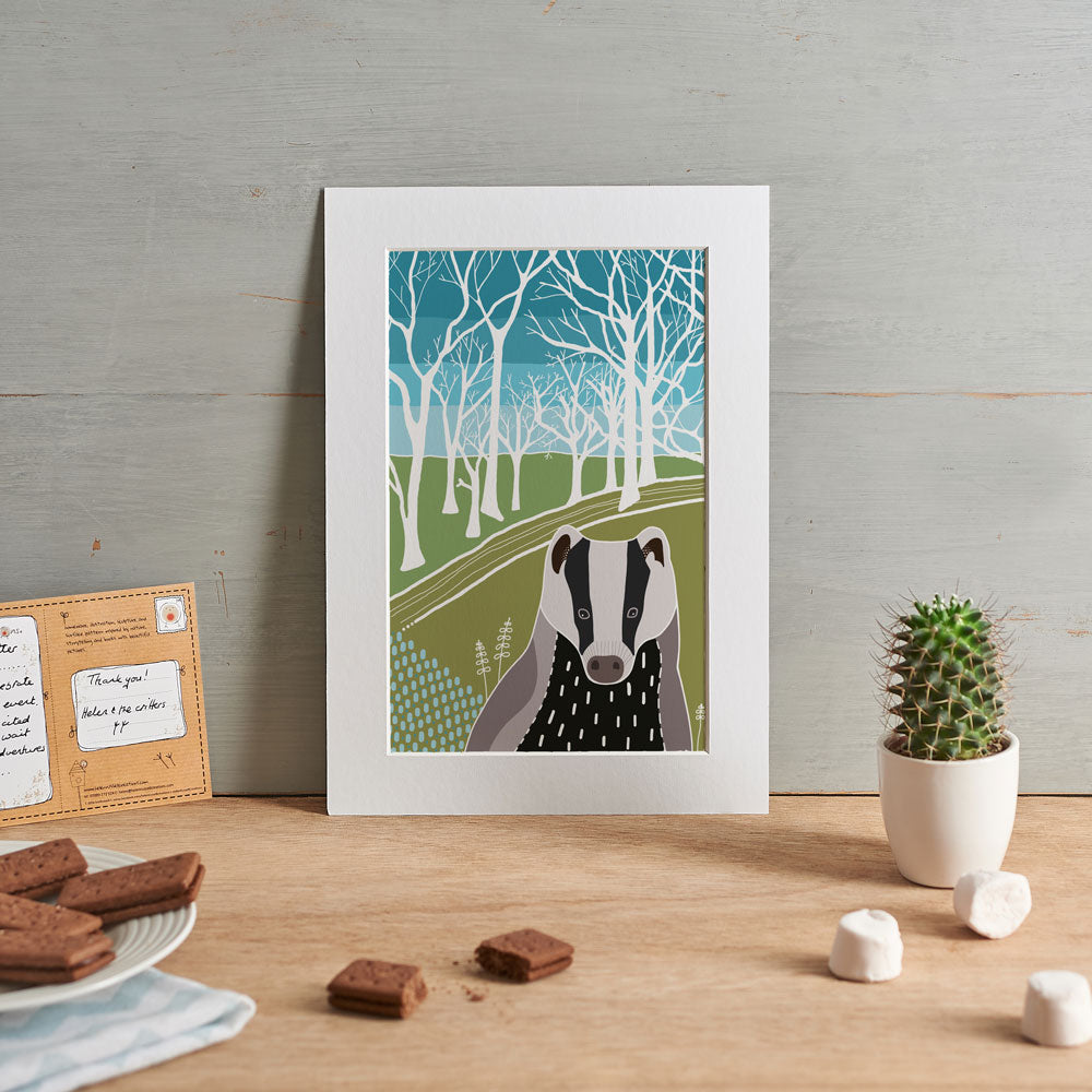 Lifestyle image of A4 badger illustration