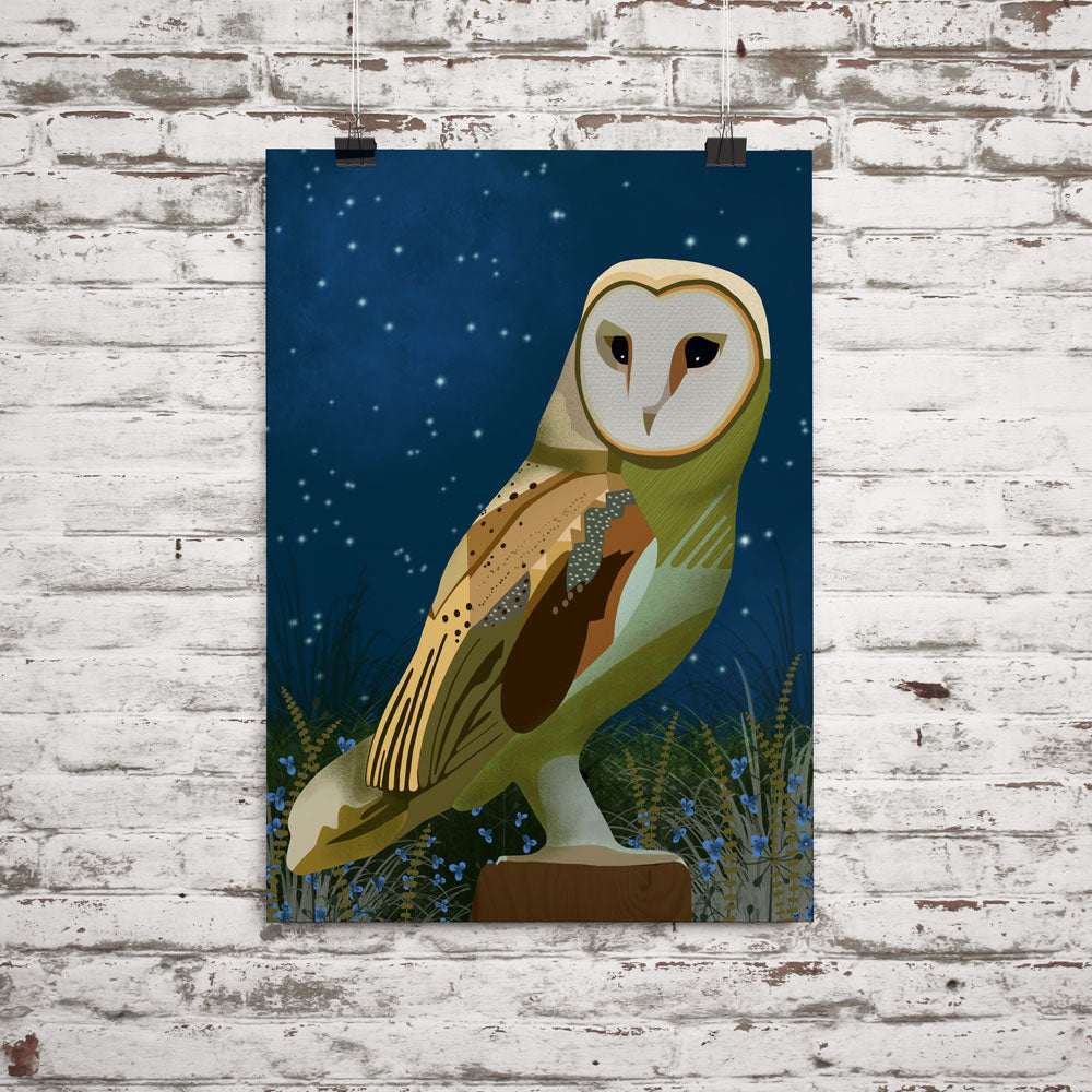 Poster style view of the owl illustration