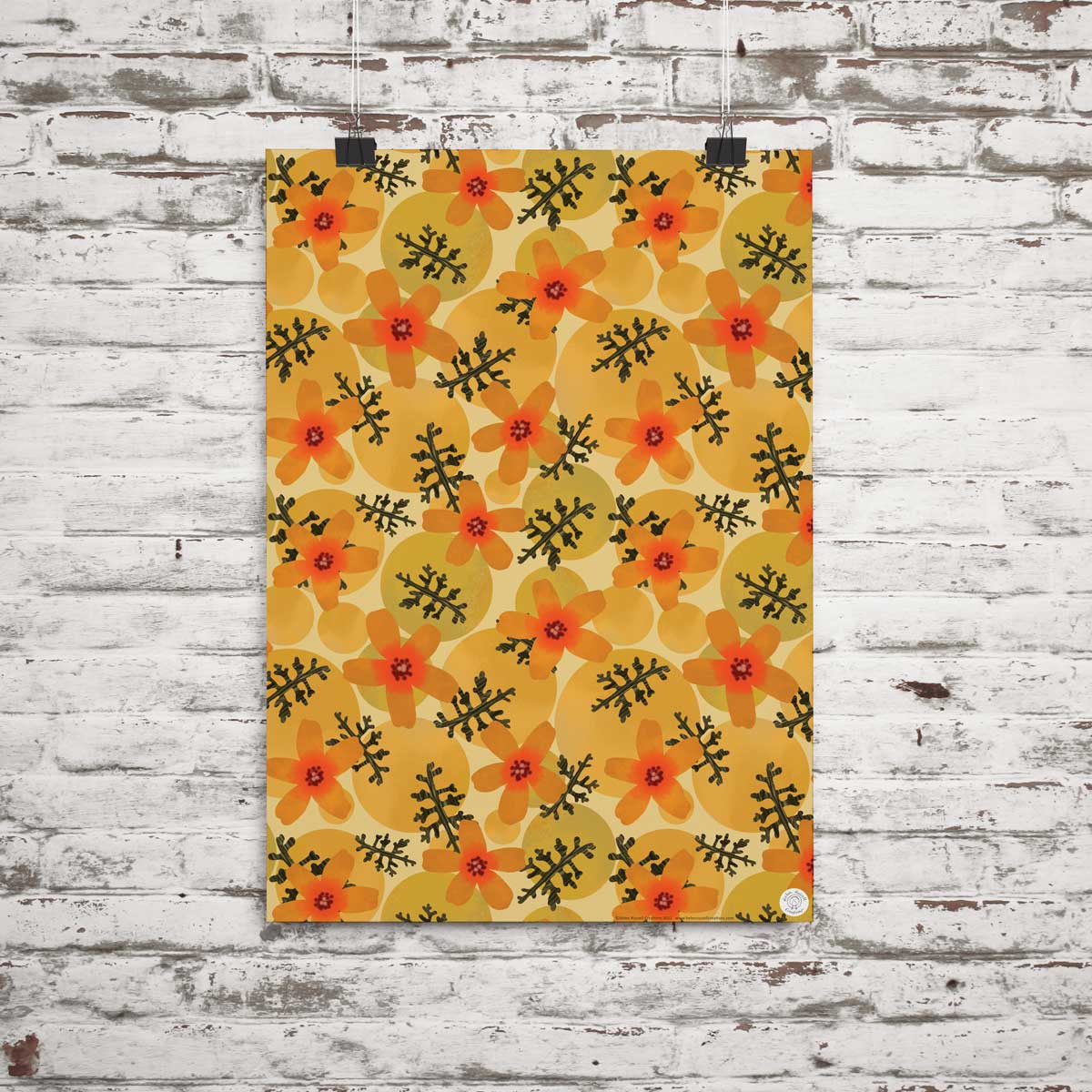 Colourful yellow and orange floral pattern inspired by hot climates