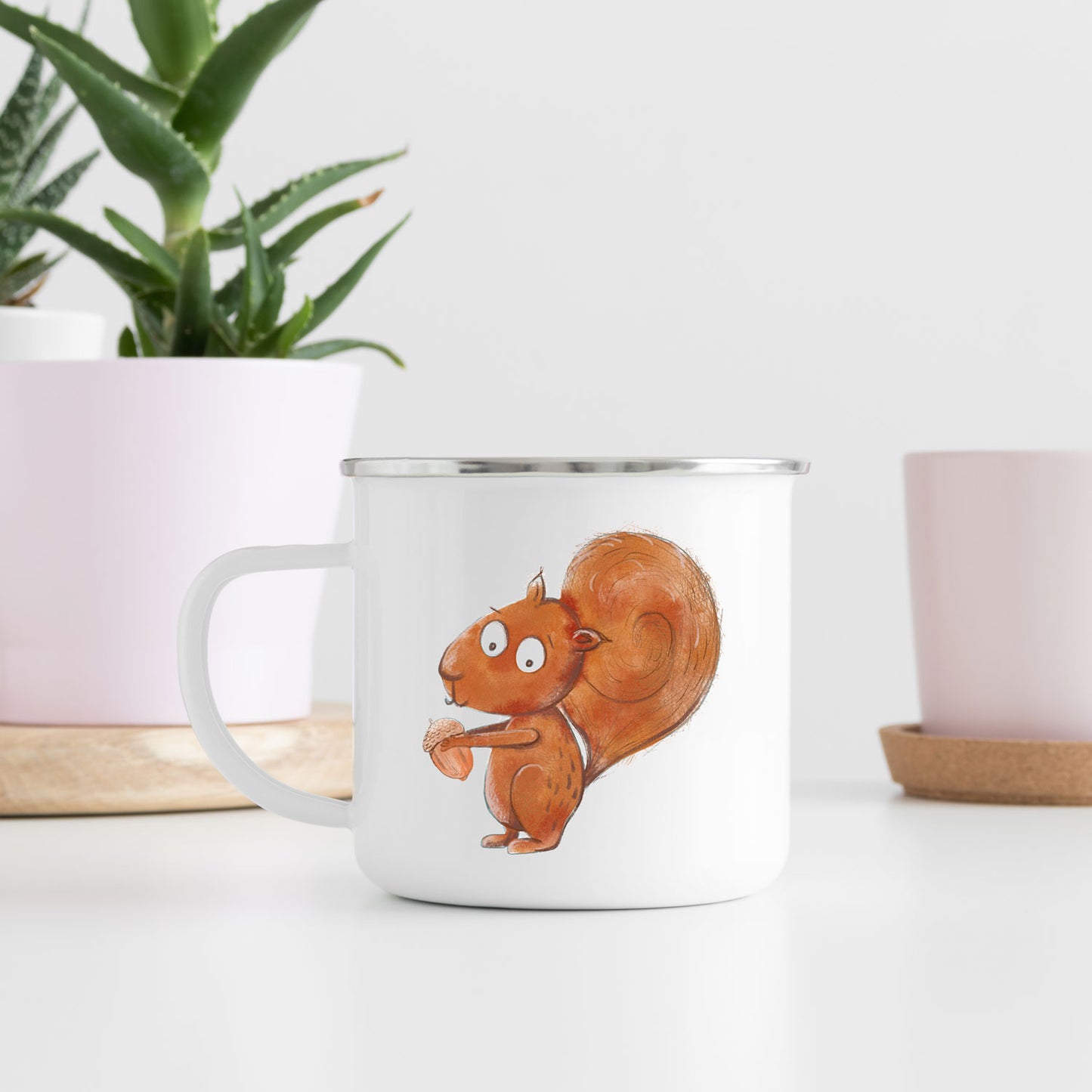 Red Squirrel enamel mug