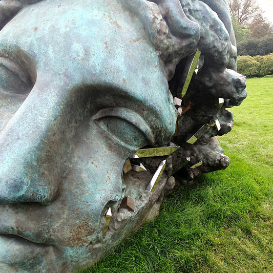Daniel Arsham sculpture of head