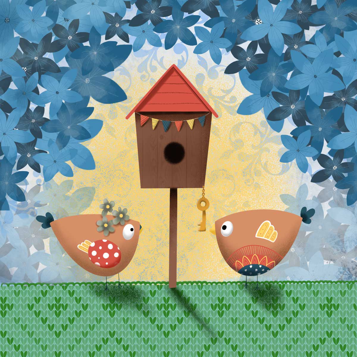 Helen Russell Creations Blob Birds Birdie Home artwork