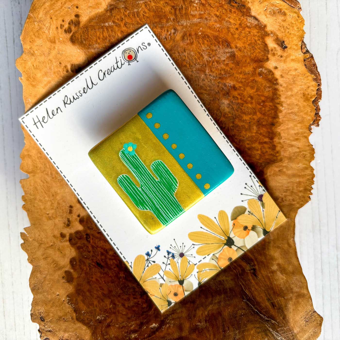 Cactus ceramic brooch