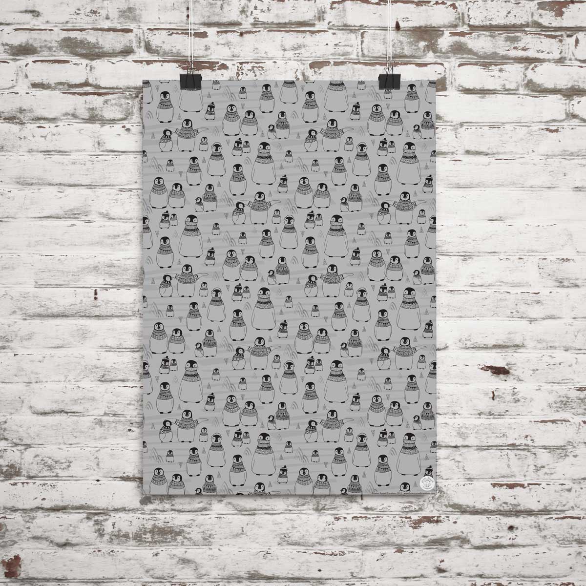 sheet of penguin gift wrap