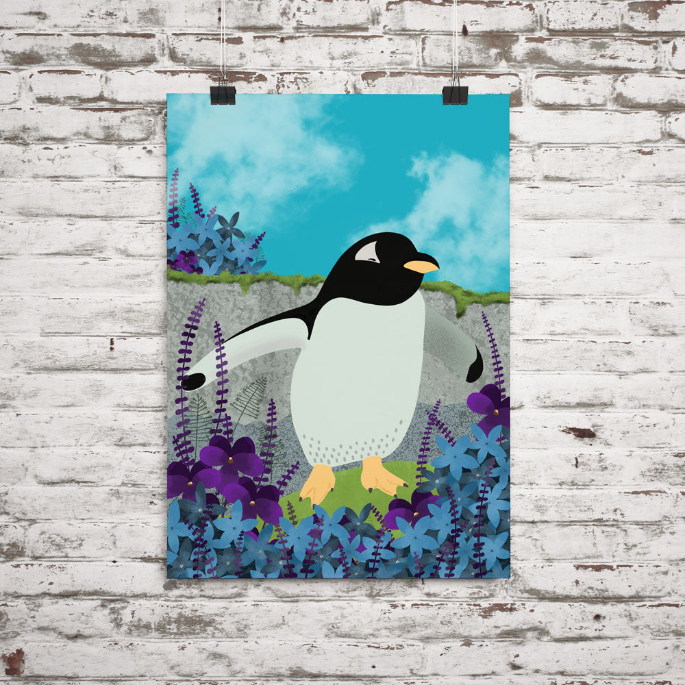 penguin illustration shown in poster format