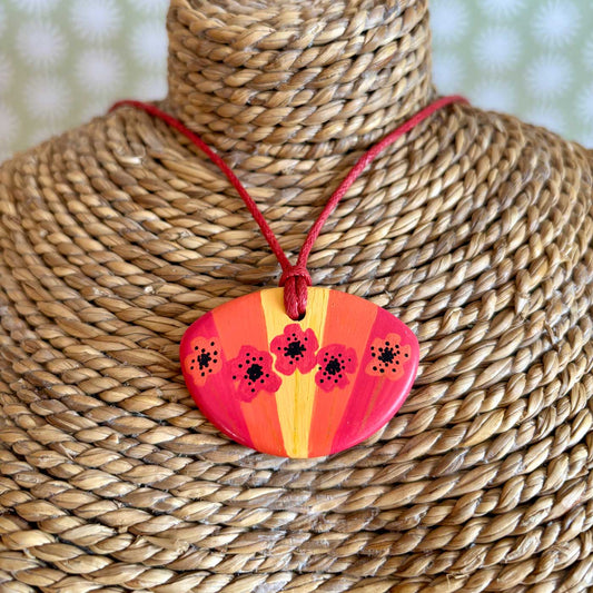 Poppies ceramic pendant