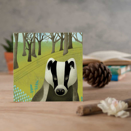 greeting card with a badger illustration