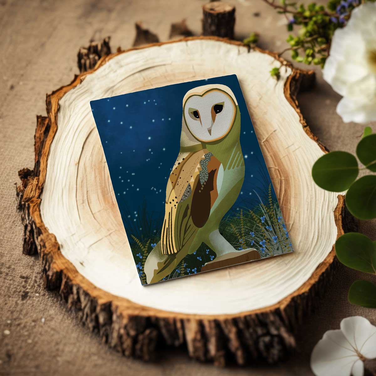 A6 greeting card with owl illustration
