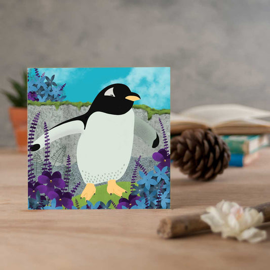 greeting card with penguin illustration