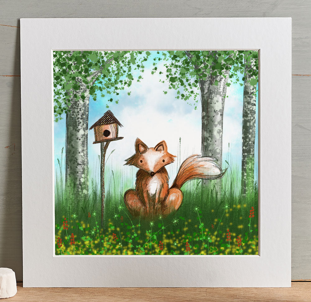 Fox in the forest illustration