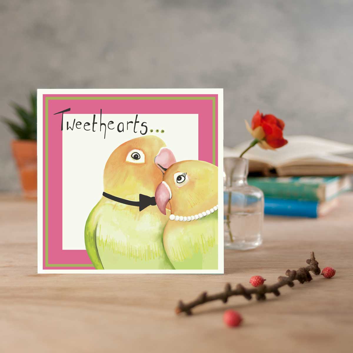 greetings card with lovebirds illustration