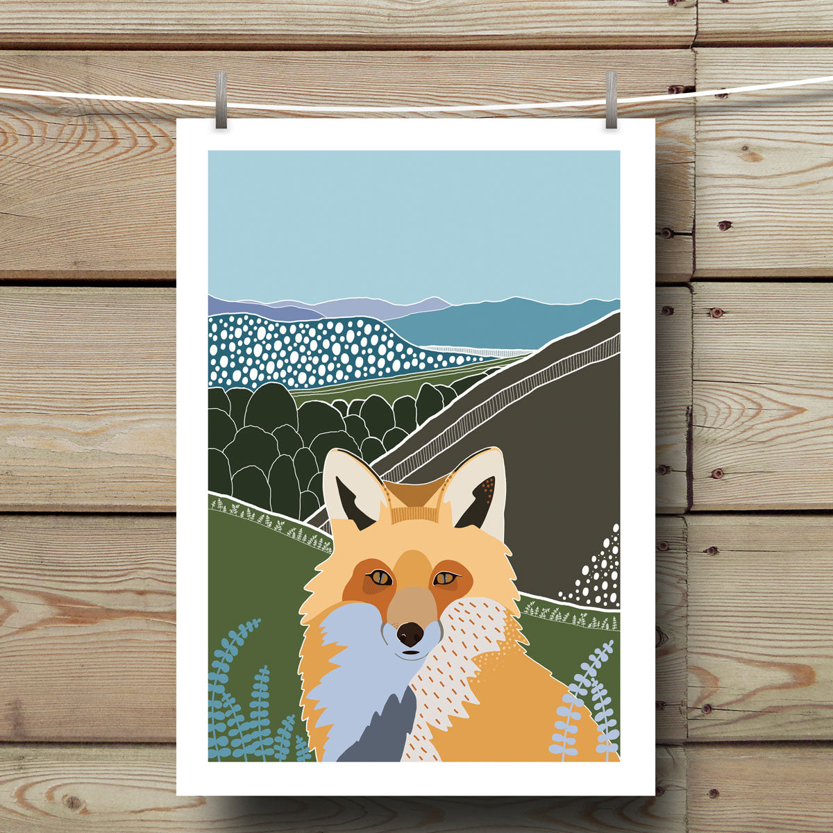 Block colour fox illustration