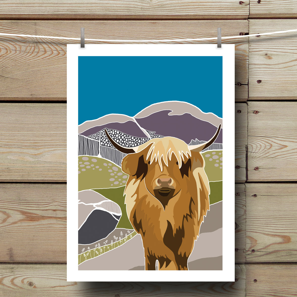 close up of the highland cow artwork