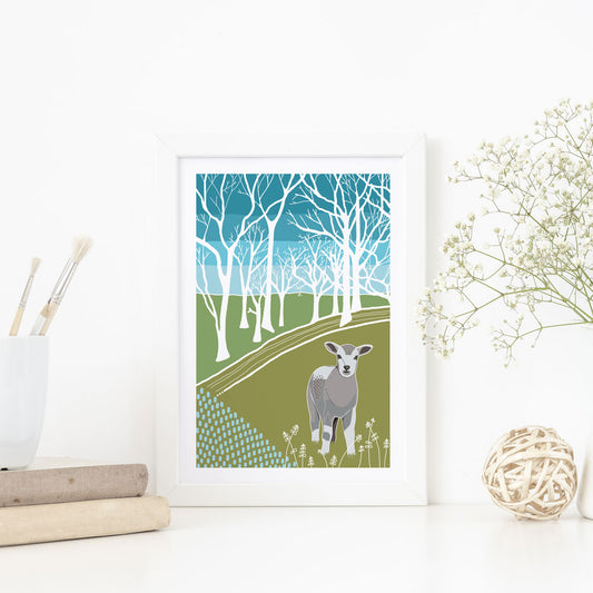Spring lamb illustration, created in a very graphic style