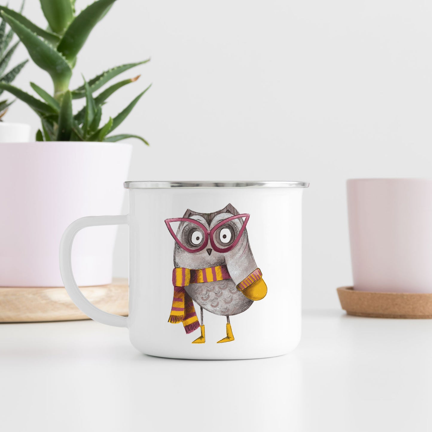 Owl enamel mug